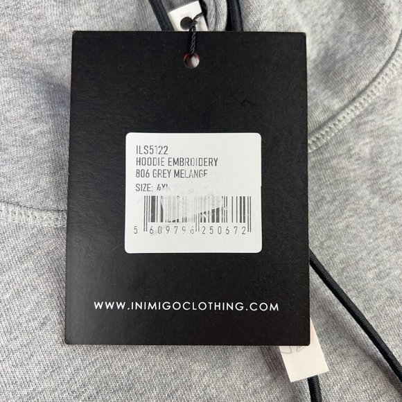 Inimigo Mens Hoodie Embroidery Grey Sweater Red Heart Logo Supima Cotton 4XL New - Picture 7 of 12